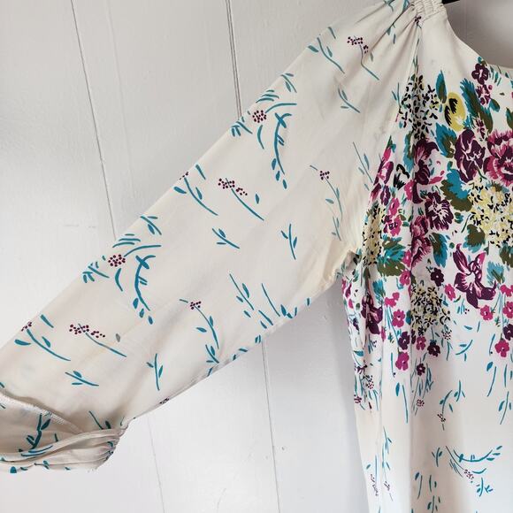 81 Poppies 100% Silk Boho Cottage Vintage Lightweight Floral Blouse 4 - Picture 4 of 11